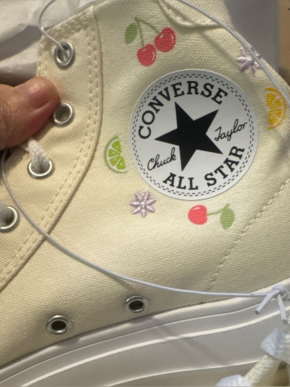 Converse Kids Cream Canvas High-Top with Fruit Print